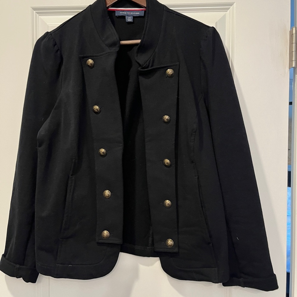 New Gorgeous Tommy Hilfiger Military Inspired Black Jacket / Coat Women’s Large - Picture 2 of 8
